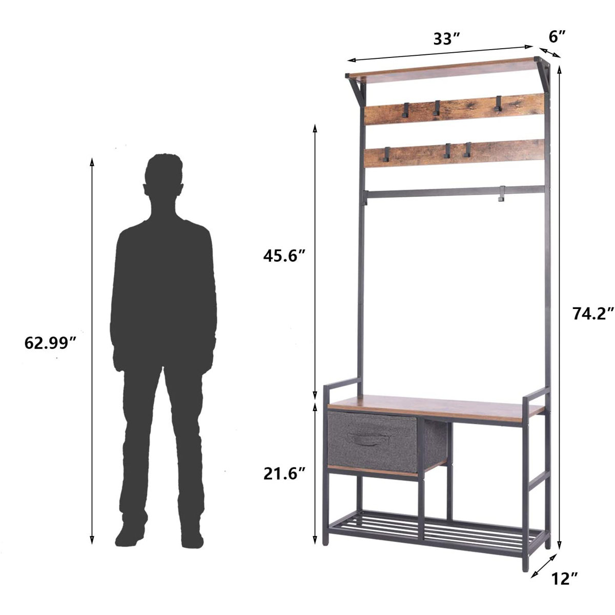 17 Stories Berkhamsted 33'' Wide Hall Tree with Bench and Shoe Storage
